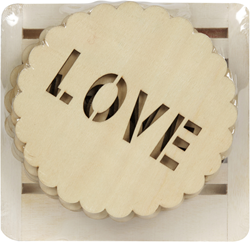 Graine Creative dessous de verre en bois love set décoration 15 cm 6 pièces