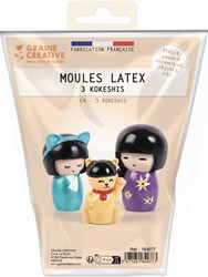 Graine Creative moule latex set Kokeshi japonais 3 pièces loisirs créatifs