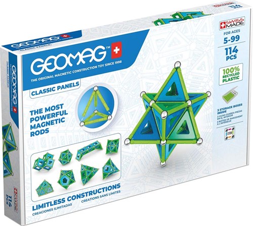Geomag coffret de construction Classic Panels Green Line 114 pièces jouet magnétique