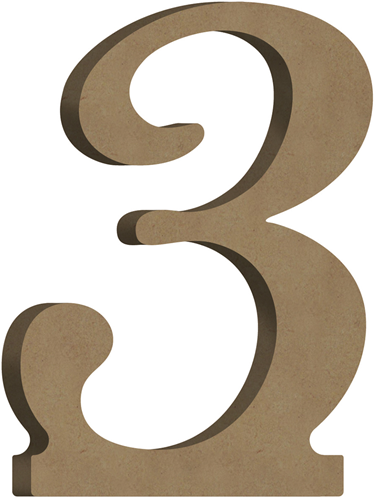 Gomille chiffre 3 en MDF jouet créatif 7x10 cm