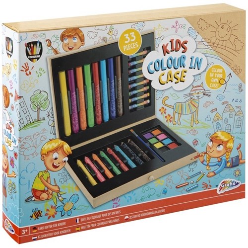 Grafix coffret de coloriage pour enfants 33 pièces en boîte en bois - kit créatif