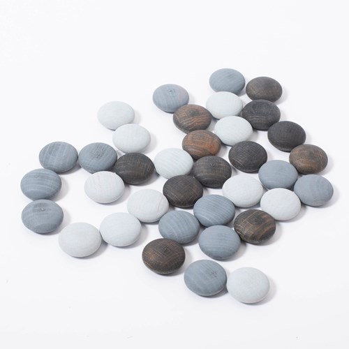 Grapat pierres mandala en bois gris - 36 pièces jouet ouvert-3