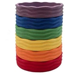 Grennn set de bols arc-en-ciel jouet en bois coloré et créatif