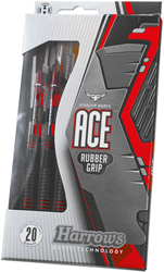 Harrows fléchettes pointe acier Ace grip caoutchouc laiton 26g noir rouge