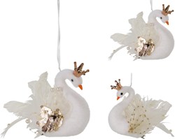Home & Styling décoration de Noël cygne plastique blanc 17cm suspendu