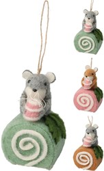 Home & Styling décoration suspendue feutrine souris gâteau 12cm jouet coloré