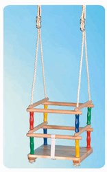 NHF balançoire bébé en bois avec corde sisal - siège bébé sécurisé