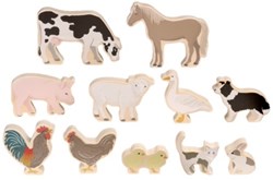 Micki animaux de ferme en bois - set de jeu 11 pièces - éducatif