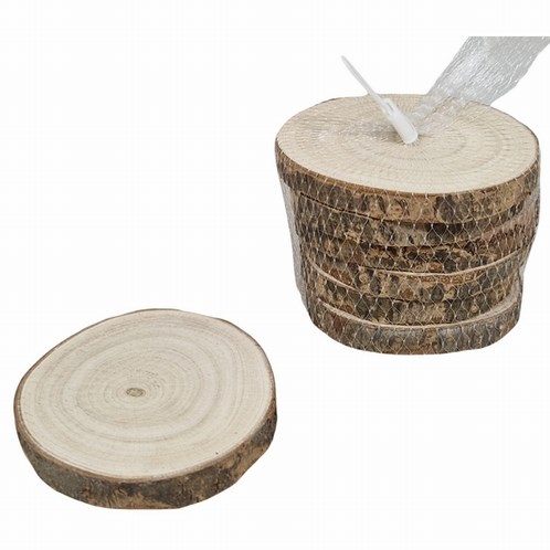 Hobbygroep dessous de verre bois écorce 10 cm lot de 6 décoration