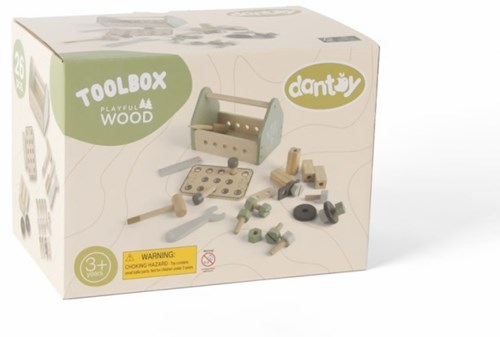 Dantoy boîte à outils en bois jouet 26 pièces pour enfants-2