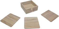 Hobbygroep dessous de verre en bois carrés paulownia avec support 6 pièces décoratif