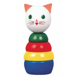 Miva anneau à empiler en bois chat - jouet coloré pour enfants