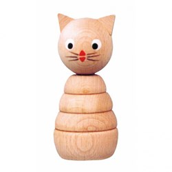 Miva anneau à empiler en bois chat - jouet éducatif - naturel