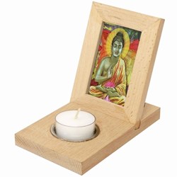 Hobbygroep cadre photo bois porte-bougie chauffe-plat décoration brun