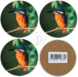 Onderzetters ijsvogel 4-delig Ø10cm