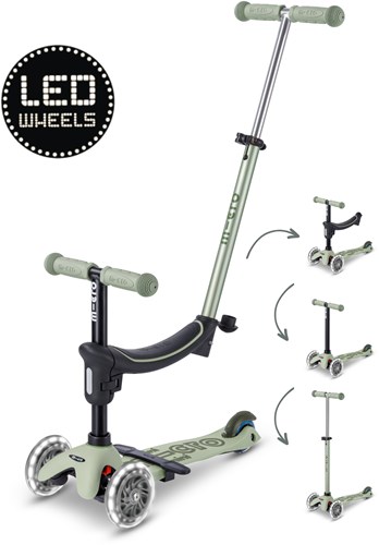 Micro trottinette enfant Mini2Grow 4en1 LED vert - réglable et multifonction