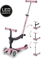 Micro trottinette enfant Mini2Grow 4en1 LED rose - réglable et multifonction