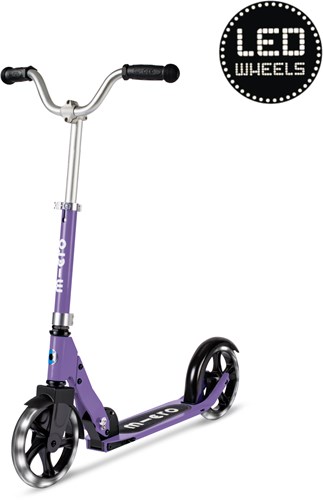 Micro trottinette Cruiser LED violet - guidon réglable - roues lumineuses