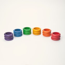 Grapat anneaux en bois couleurs arc-en-ciel - jouet éducatif 18 pièces