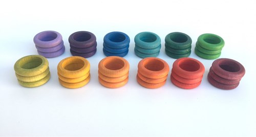 Grapat anneaux en bois jouet 36 pièces - 12 couleurs - éducatif