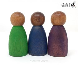 Grapat Nins en bois couleurs froides foncées jouet ouvert 3 pièces