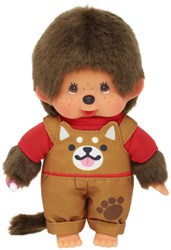 Monchhichi peluche garçon salopette chien poupée 20cm jouet