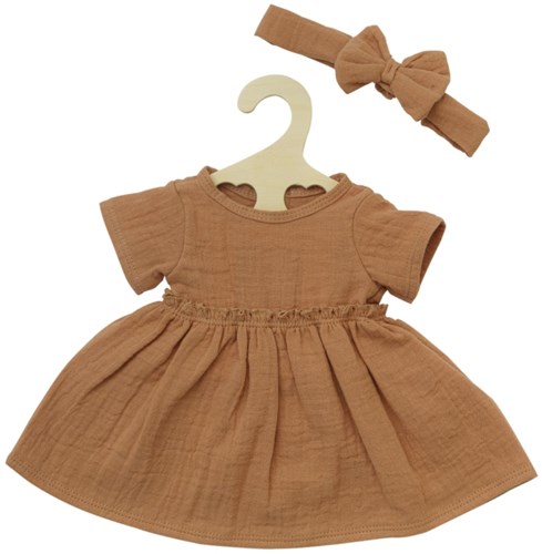 Heless robe de poupée coton avec bandeau caramel 28-35cm - vêtements poupée