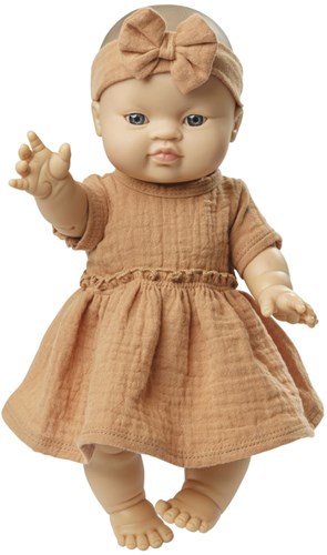 Heless robe de poupée coton avec bandeau caramel 28-35cm - vêtements poupée-2