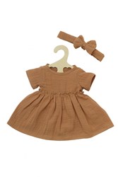 Heless robe de poupée avec bandeau - coton bio caramel 35-45cm