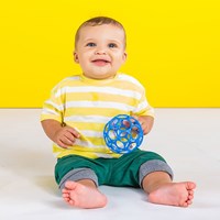 Oball hochet bébé balle - bleu - flexible et facile à saisir-3