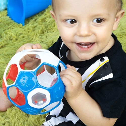 Oball hochet bébé football Grippin Goals - jouet coloré et flexible-3