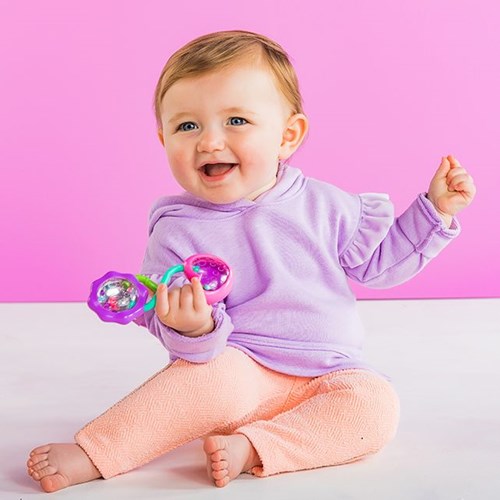 Bright Starts hochet bébé jouet haltère rose multi-2