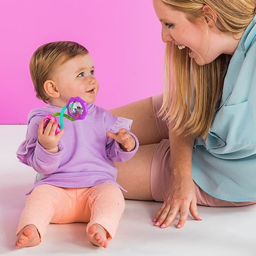 Bright Starts hochet bébé jouet haltère rose multi-3