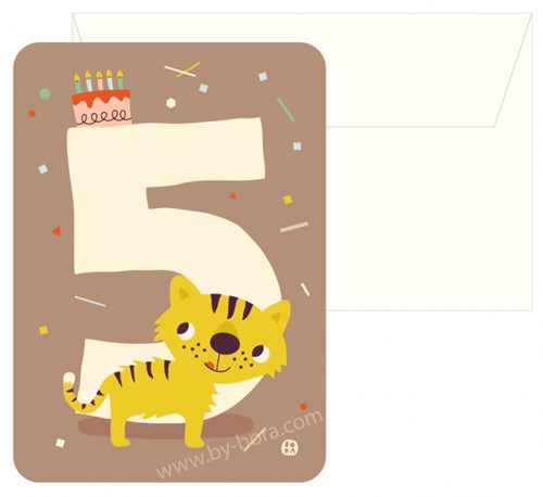 Bora Shop carte d'anniversaire avec enveloppe - Carte Tigre 5-2