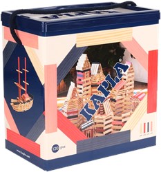 Kapla coffret de construction - planchettes bois - 120 pièces bleu rouge rose
