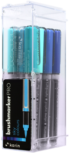 Karin brushmarker set - Sky Colors 12 pièces - feutres pinceaux pour dessin créatif