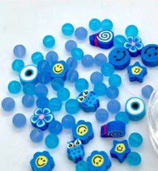 Hobby & Crafting Fun kit de perles Katsuki Smileys bleu 64 pièces fil élastique