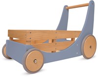 Kinderfeets Chariot de Rangement et Marcheur en Bois 2-en-1 - Bleu Ardoise