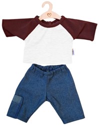 Hollie vêtements pour poupée jean et t-shirt bordeaux - set pour poupées