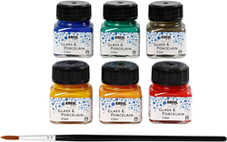 Creativ Company set de peinture verre et porcelaine transparent 6 couleurs 20 ml