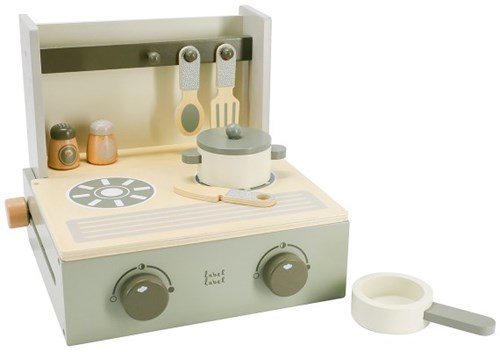 Label Label cuisine en bois - Cuisinière jouet pliable vert olive-2