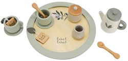 Label Label service à thé en bois vert olive - set de jouets en bois