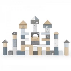 Label Label ensemble de blocs en bois bleu 50 pièces hêtre FSC