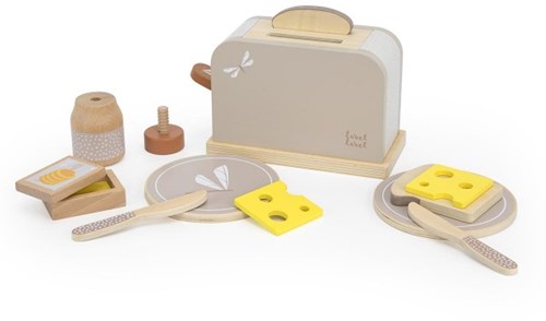 Label Label grille-pain en bois jouet de cuisine avec accessoires-2