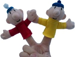 Buurman & Buurman Vingerpop Pluche Geel, 7cm