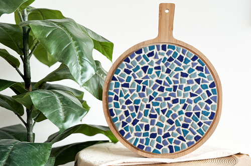 Little Creations plateau de service rond DIY bleu kit mosaïque