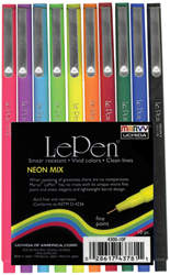 Marvy Uchida set de feutres fins couleurs néon 0,3mm 10 pièces étui