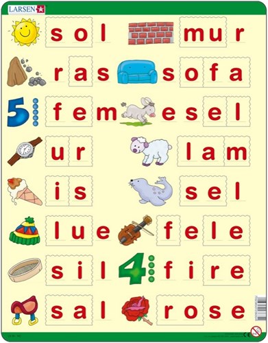 Larsen puzzle apprendre à lire norvégien - jouet éducatif 22 pièces