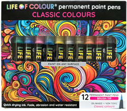 Life Of Colour set de marqueurs acryliques 12 couleurs permanentes pour la créativité