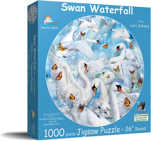 SunsOut puzzle animaux Lori Schory - Swan Waterfall - 1000 pièces-2